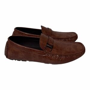 Guess Amadeo Brown Textured Leather Loafers Men's Size 13 NIB